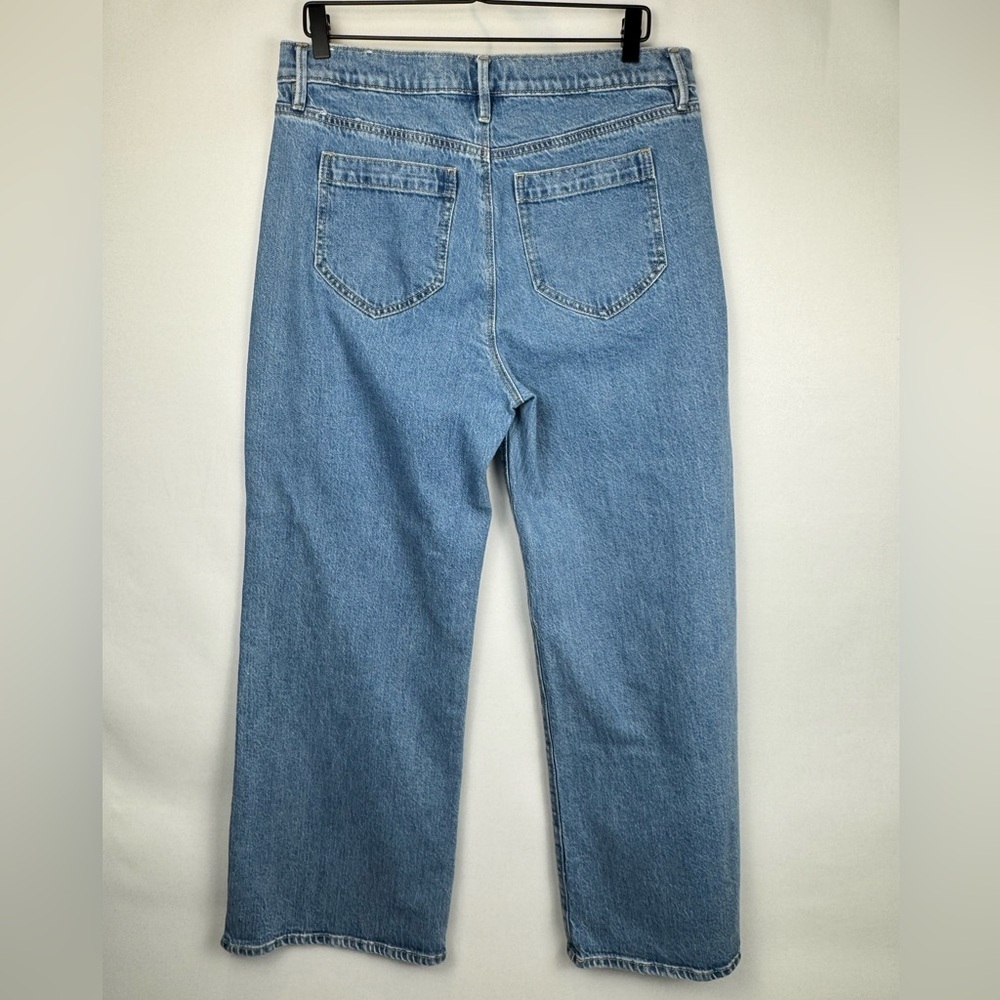 Ann Taylor Wide Leg Jeans Blue Sailor Pockets High Waisted Stretch Size 12 - Picture 5 of 7